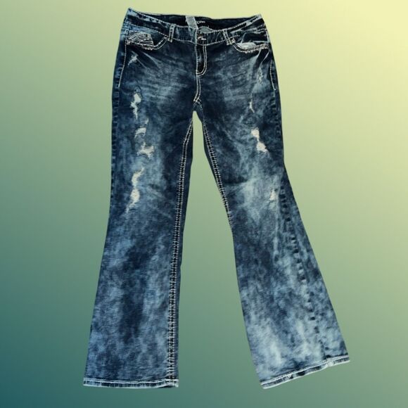 Maurices Acid Washed Straight Leg Jeans Size 9/10 Short #43 - Picture 7 of 7